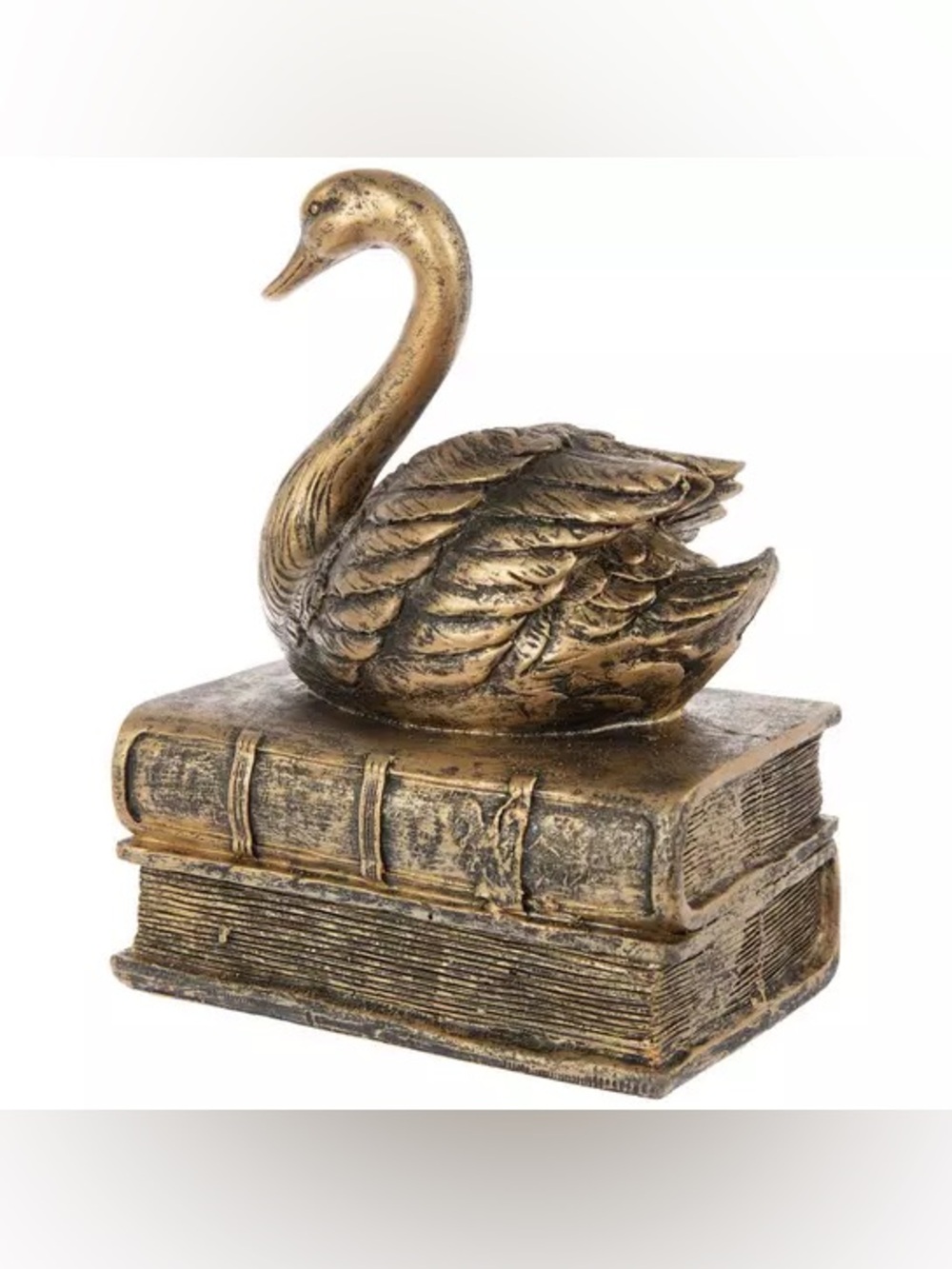 Gold Swan Sitting On Books Figurine - Picture 3 of 3